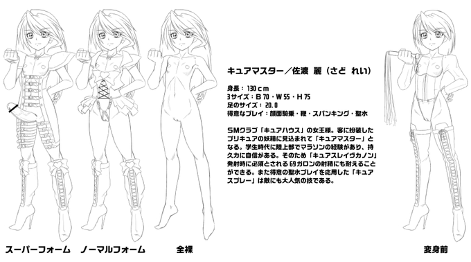 エロオリキュア キャラ設定と下書き(再放送) 