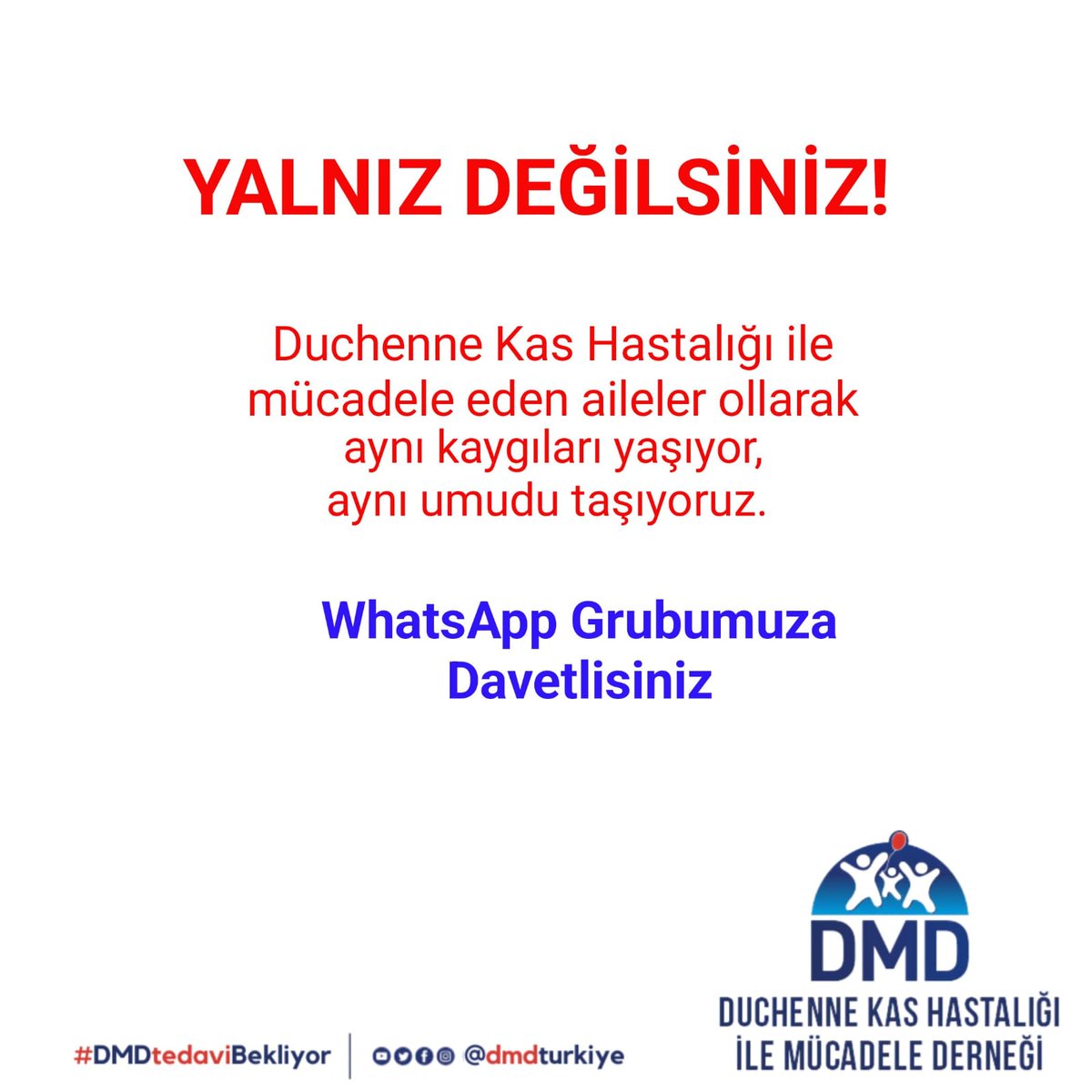 💙 Yalnız Değilsiniz
Duchenne Kas Hastalığı ile mücadele eden aileler olarak
aynı soruları soruyor, aynı kaygıları yaşıyor, aynı umudu taşıyoruz.
DMD Türkiye olarak; 📌 Güncel ilaç çalışmaları ve tedavi gelişmelerini paylaştığımız,
📌 Aile deneyimlerinin, bilgi ve duyguların