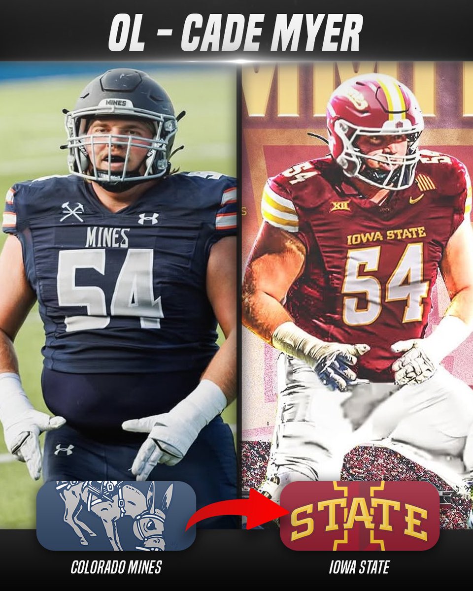 D1_Rejects's tweet image. Another @MinesFootball product moving up to D1

OL @cadenmyer is playing his final year with @CycloneFB, bringing a veteran presence to their front 5