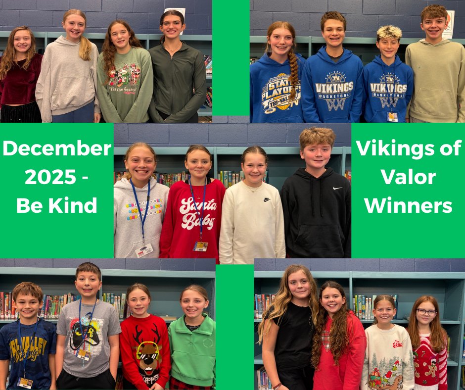 Shoutout to our newest Vikings of Valor winners for the month of December at Tri-Valley Middle School. They’ve proven that you don’t need a shield to protect others—sometimes all it takes is a smile and a seat at the table.  Thank you for being kind!
