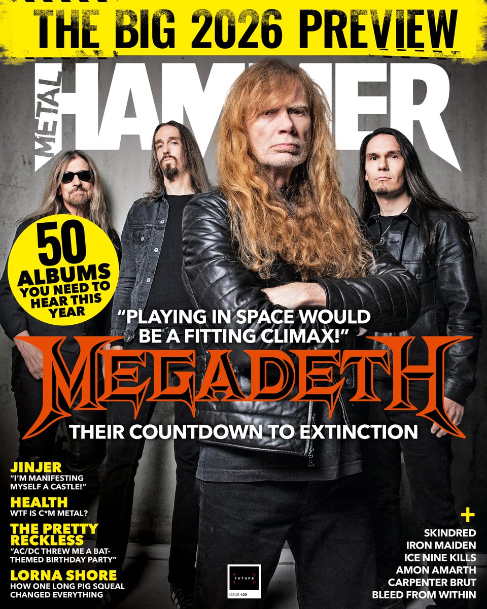 MetalHammer's tweet image. Megadeth are on the cover of the new Metal Hammer! ⚡ Buy your copy now. magazinesdirect.com/uk/single-issu…