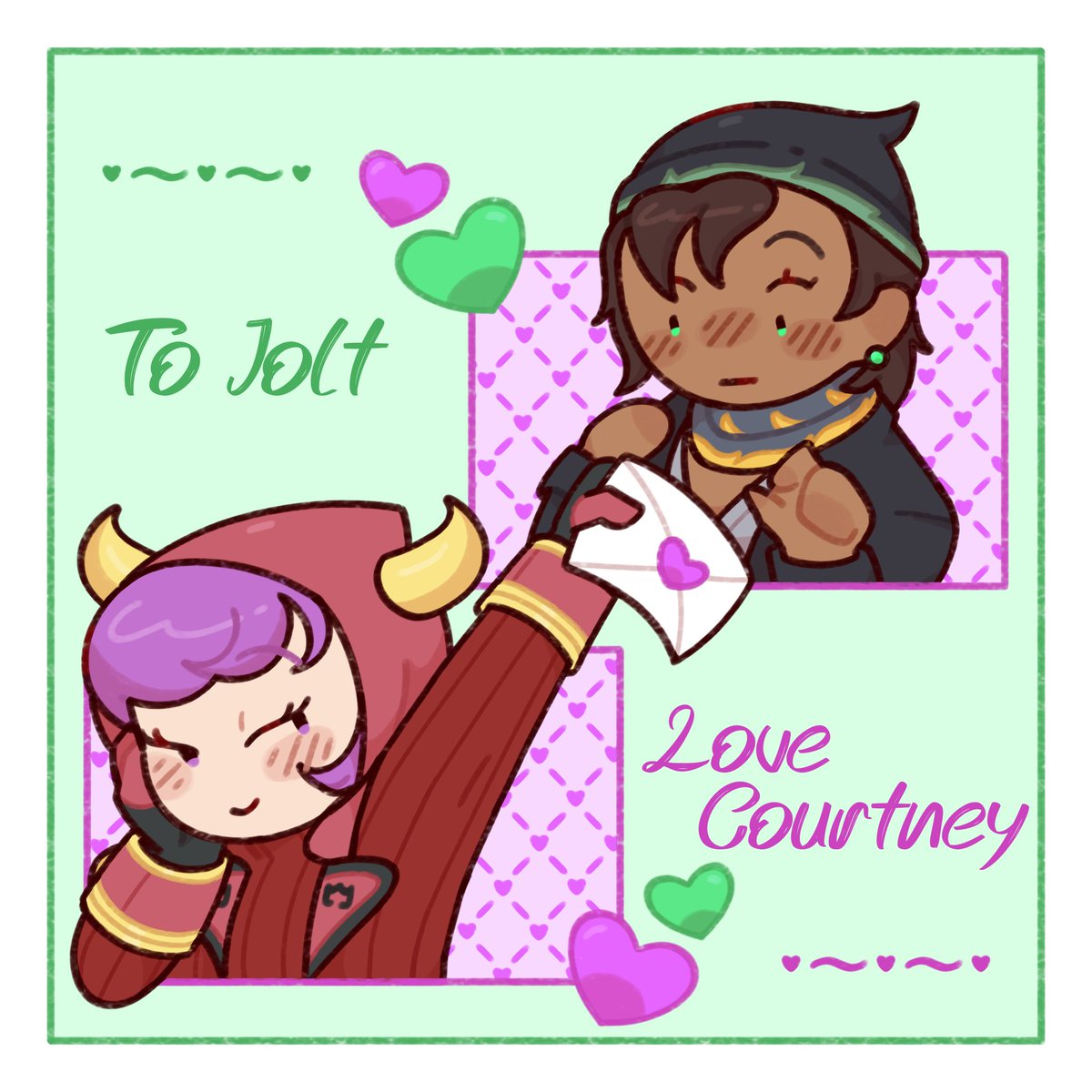 p_jolt's tweet image. [TectonicShock Shipping]

Sometimes Courtney is known to show her soft side with letters every so often, sometimes even to their surprise.
💚💜
(🎨@/katliordie)