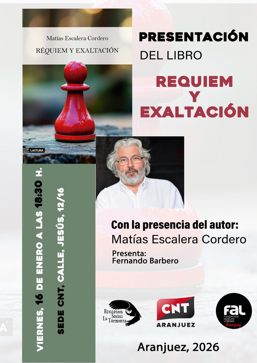 Presentación del libro de poemas de Matías Escalera, "Requiem y exaltación" con la asistencia del propio autor y presentado por  Fernando Barbero. 
Recital de algunos de sus poemas.