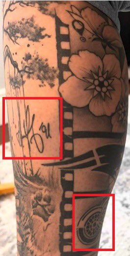 Trigger913's tweet photo. January 12, big night!! Finally retiring #91! My hockey hero, a legend!! Can’t wait! Fedorov forever! Detroit logo and his autograph tattooed on my leg! @DetroitRedWings https://t.co/UJxrlX4mmL