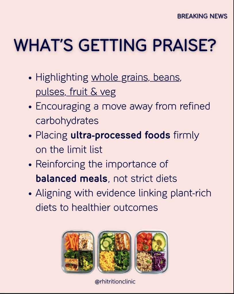 Rhitrition's tweet image. NEW U.S DIETARY GUIDELINES👇...
Some positives:
🙌Fibre is getting a spotlight
🪇UPF are discouraged
However, clear, actionable guidance is missing...
❌UPF are convenient &amp;amp; affordable, how is this navigated?
🧈Saturated fats are prominent
🌿No clear fibre targets (30g/day)!