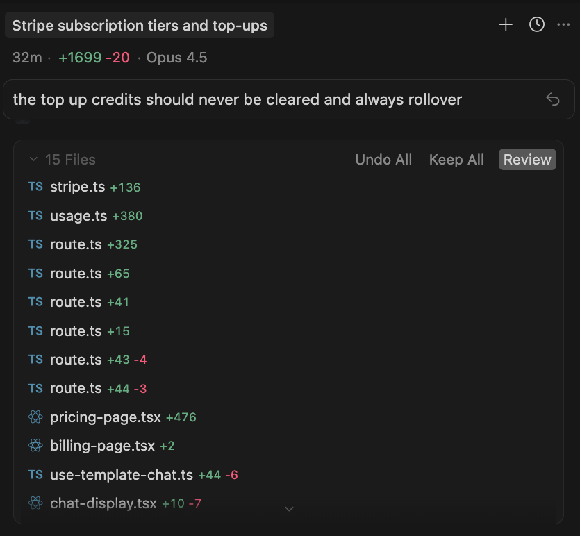 ay_ushr's tweet photo. Today I tried setting up Stripe for the first time -- and honestly, it was pretty good... some thoughts:

- Opus 4.5 one-shot the set up + initial checkout / payment, and made use of Stripe's customer portal for downgrades. Pretty good.

- Stripe's MCP was amazing. Just installed to cursor, OAuth and it did everything. 

- The webhooks weren't so bad at first -- it seems this is pretty much just 150 lines of boilerplate (although it quickly became a lot uglier)

- The struggles started with upgrades and downgrades. Keeping track of the customer's billing state and mapping that to the correct Stripe operation (checkout, upgrade, schedule, un-cancel etc) needs you to handle a lot of cases. 

- Provisioning the right usage allowances (in my example, chat messages), also started well, but Opus struggled here too. I couldn't reliably get plan transitions to give me the right numbers -- keeping track of monthly credits vs top ups that rollover was a bit of a nightmare. I  gave up half way through.

- It needed ~6x more code than @autumnpricing overall

I have a new sense of intuition and empathy for how devs are integrating payments today. It's really amazing to get started with, and for simple cases will hold up well.

But: I really would keep agents away from your billing code. The pain is real -- not to mention all the post-setup stuff (pricing changes, custom plans, observability etc etc).

There's a long way to go still but I'm proud of the progress we've made so far 🚀