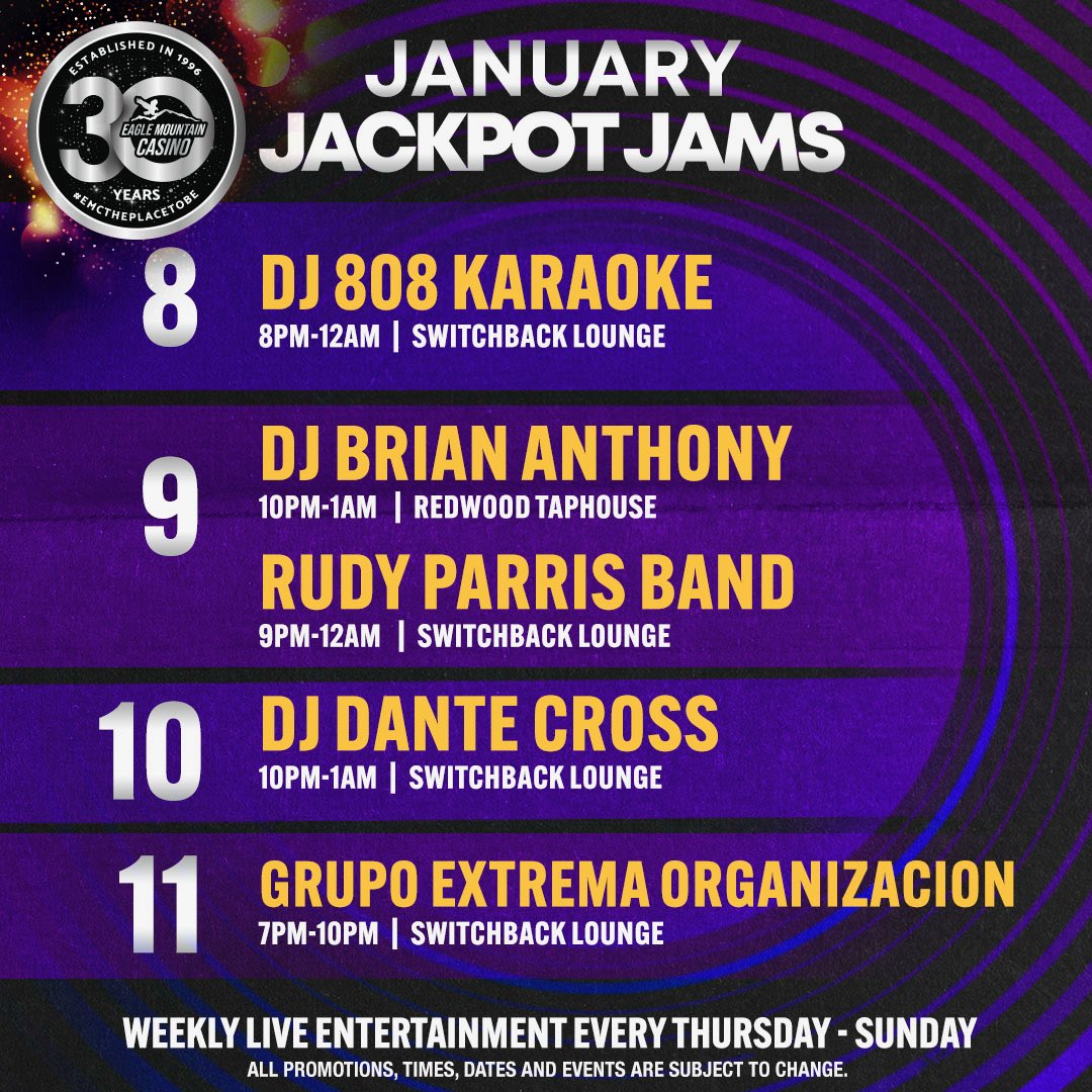 EagleMtnCasino's tweet image. It’s Thursday and your official start to the Weekend is at The Place To Be! 

#EMCThePlaceToBe