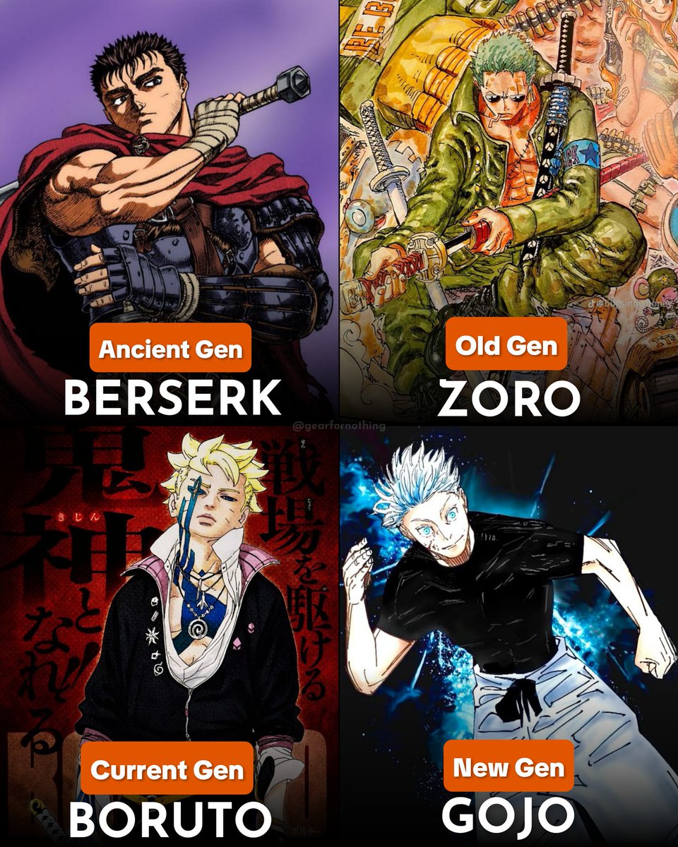 gearfornothing's tweet image. Can we all agree that these are the best designed characters from each gen of anime/manga ?