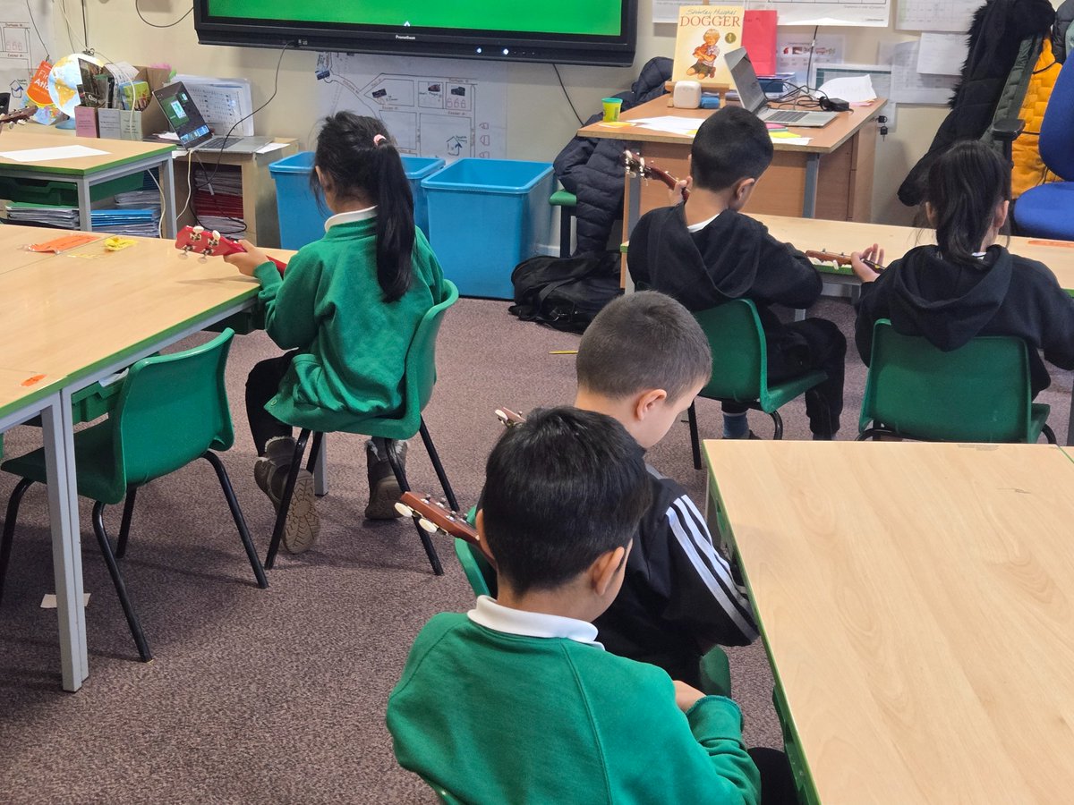 DeeplishPA's tweet photo. Mrs Clayton's Year 2 children have enthusiastically commenced their ukulele lesson this morning. Fun was had by all! https://t.co/wetL9vID0y