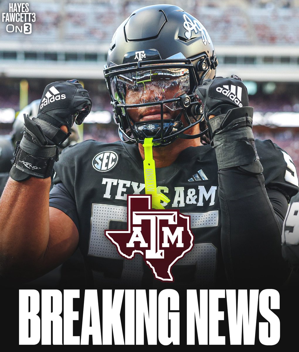 Hayesfawcett3's tweet image. BREAKING: Texas A&amp;amp;M DL Dealyn Evans is entering the @TransferPortal, he tells @On3Sports

The 6’5 310 DL will have 3 years of eligibility remaining 

He was ranked as a Top 15 DL in the 2024 Class (per On3 Industry)

on3.com/transfer-porta…