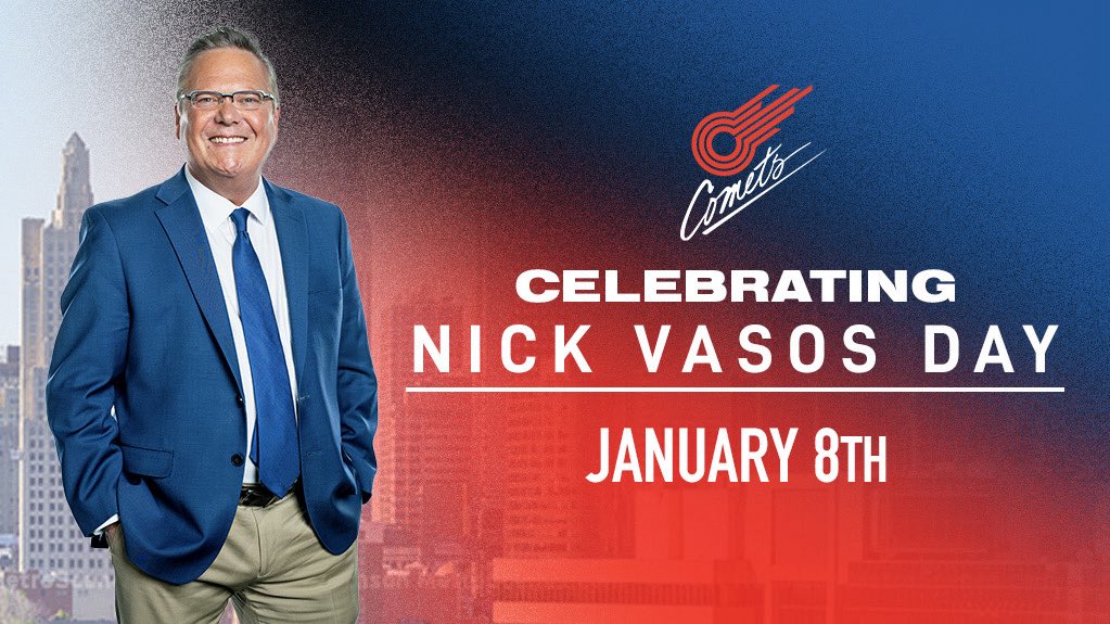 KCComets's tweet image. 📢 SHAZAM!

Happy Nick Vasos Day, Kansas City! Today, we celebrate 30 years of dedication from @NickVasos as the voice of indoor soccer in Kansas City.