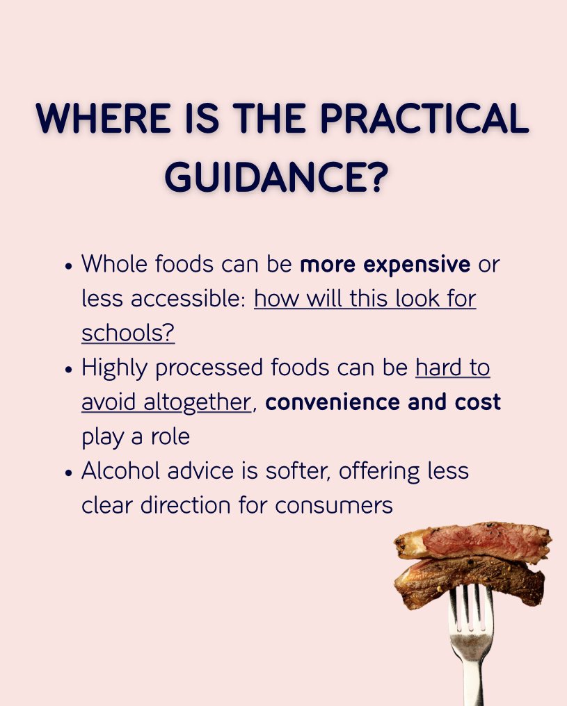Rhitrition's tweet image. NEW U.S DIETARY GUIDELINES👇...
Some positives:
🙌Fibre is getting a spotlight
🪇UPF are discouraged
However, clear, actionable guidance is missing...
❌UPF are convenient &amp;amp; affordable, how is this navigated?
🧈Saturated fats are prominent
🌿No clear fibre targets (30g/day)!