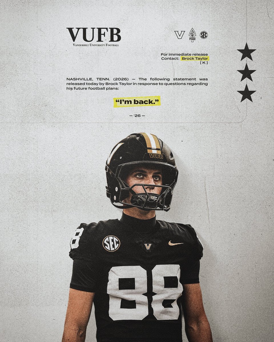 Brock__Taylor's tweet image. Let’s do it again @VandyFootball