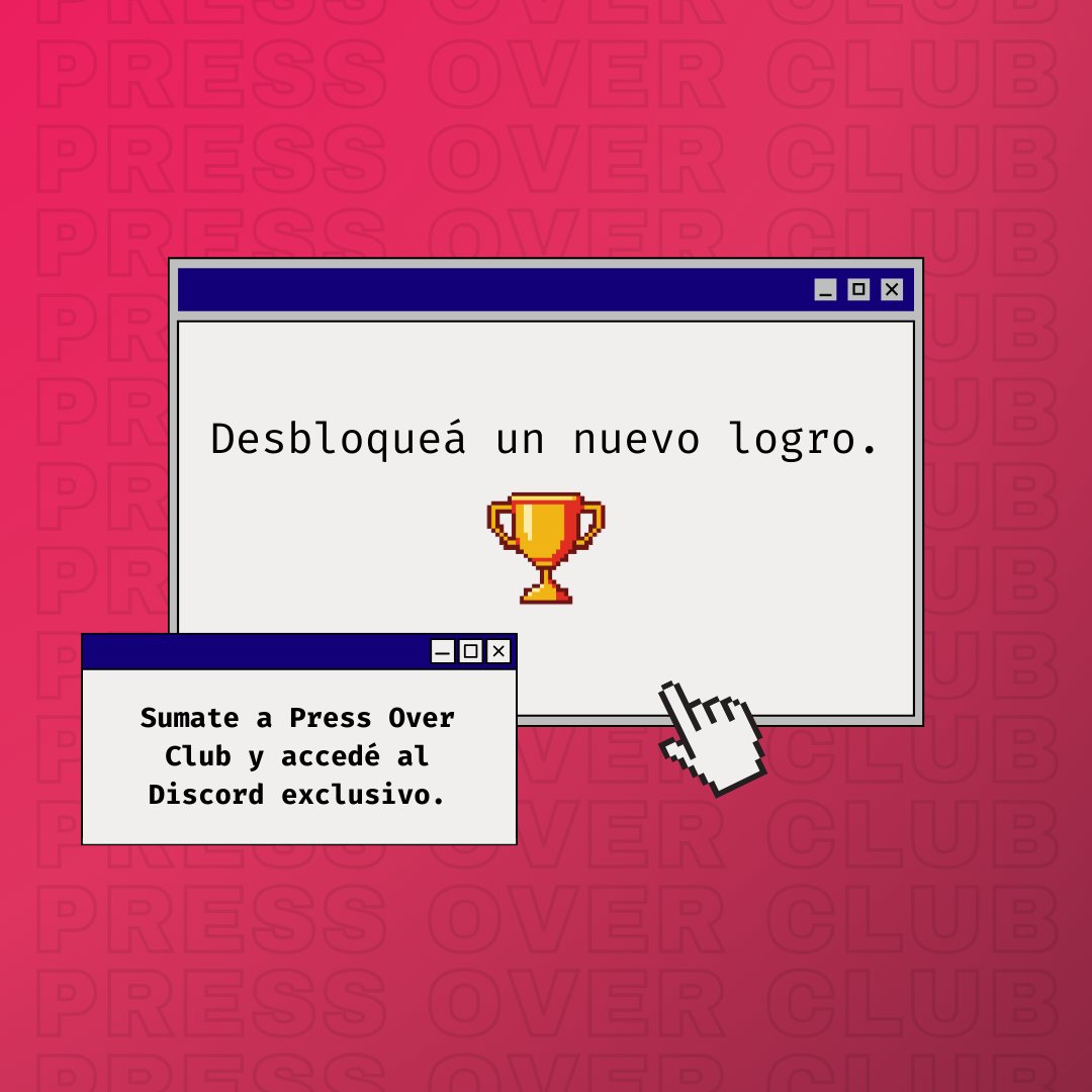Desbloqueá un nuevo nivel y sumate a Press Over Club 🏆   Si te gusta nuestro laburo y querés apoyarnos para seguir creciendo, podés sumarte y acceder a nuestro Discord  y sorteos exclusivos. Lo hacés por acá👉 pressover.news/club
También aceptamos amor y difusión 🫂