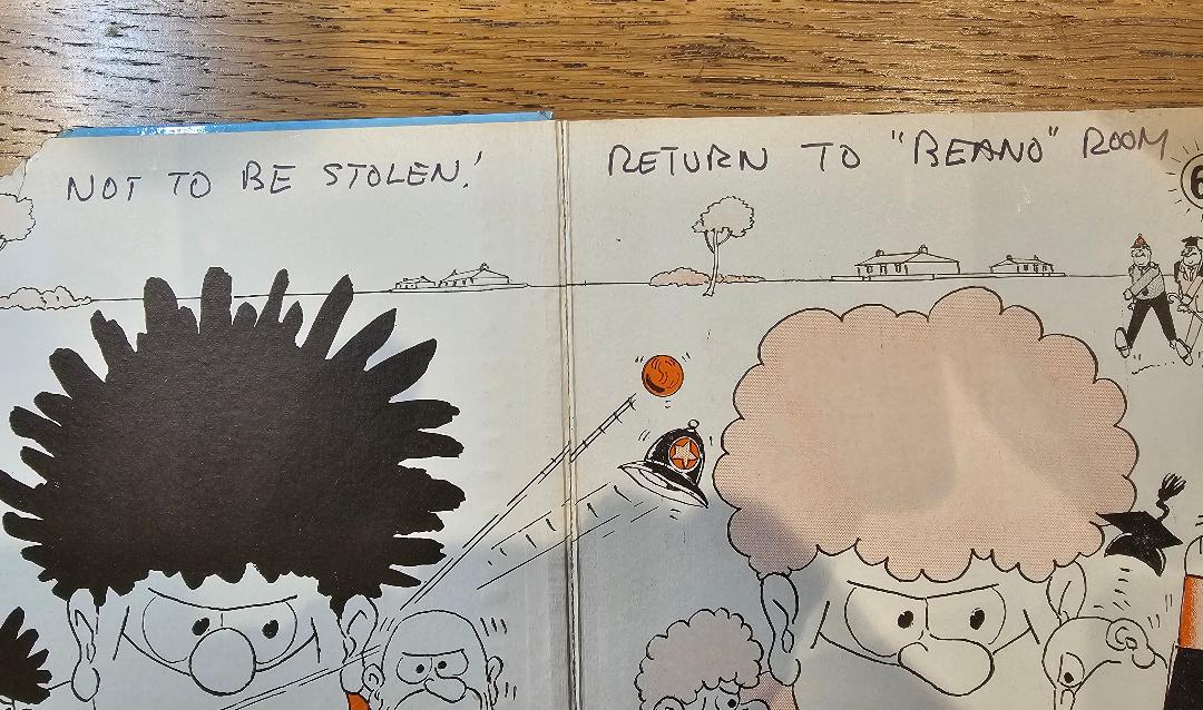 philcomics's tweet image. A 1968 Dennis the Menace book direct from the Beano Room of the DC Thomson Archive. It seems there was some mischievous inter-departmental politics back in the day... 😄