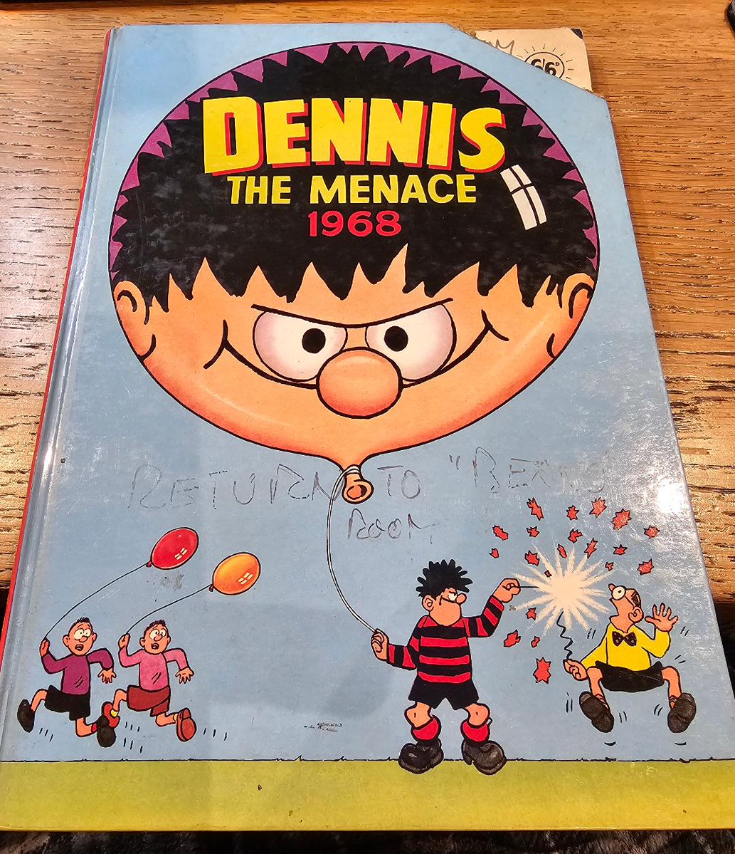 philcomics's tweet image. A 1968 Dennis the Menace book direct from the Beano Room of the DC Thomson Archive. It seems there was some mischievous inter-departmental politics back in the day... 😄
