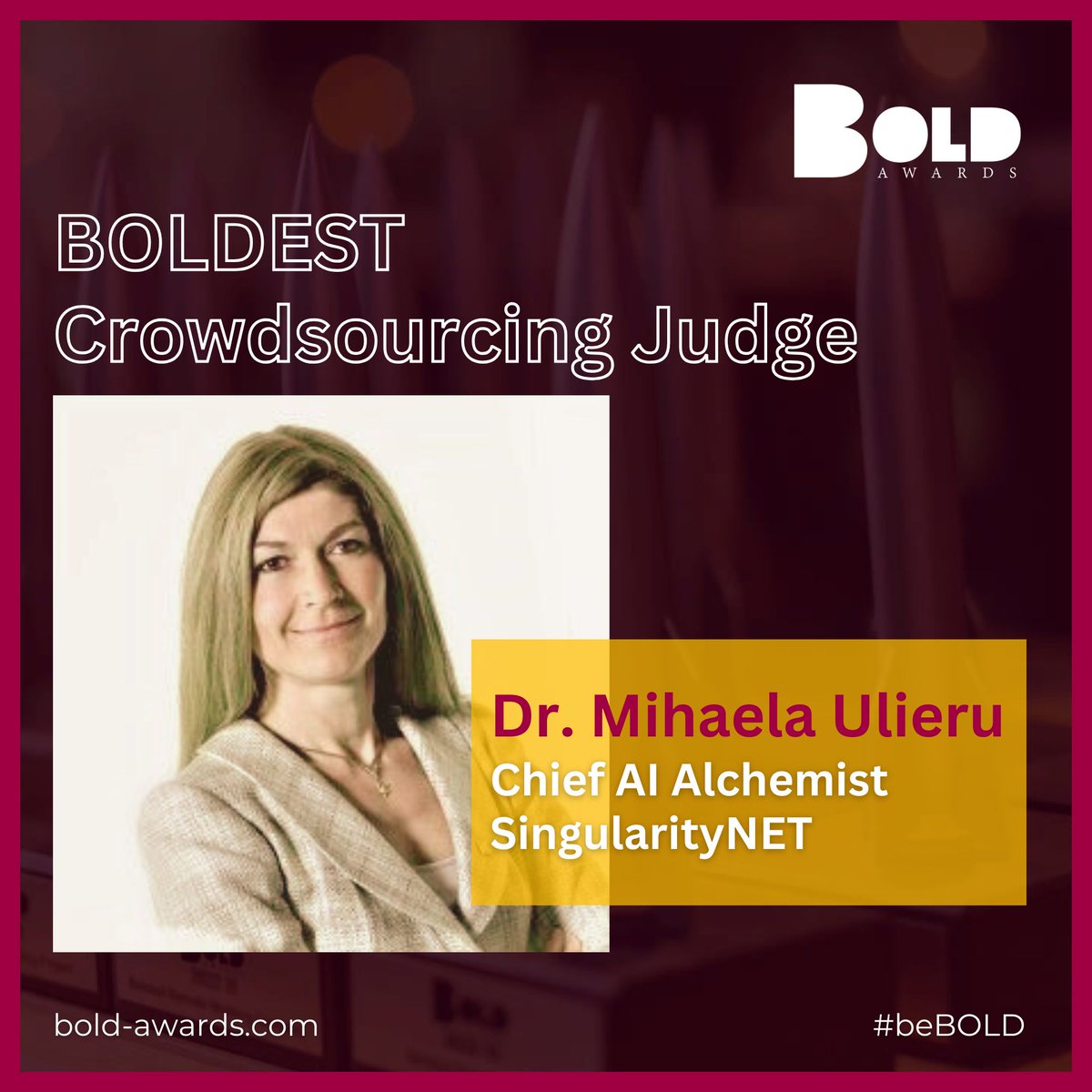 Mihaela_Ulieru's tweet image. Calling the boldest innovators to apply for the Bold Awards - bold-awards.com

Looking forward to seeing you in Barcelona end of March!

#Boldawards #BeBold