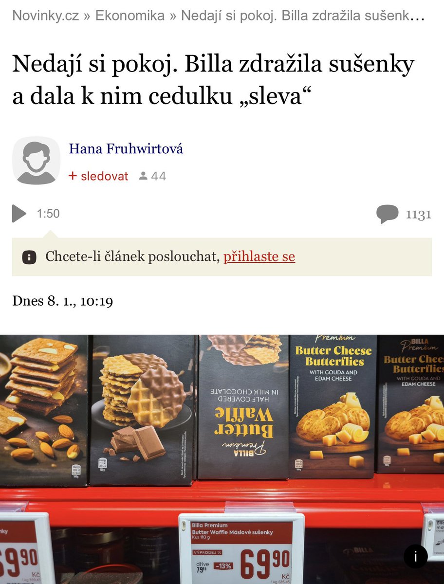 ObornaMonika's tweet photo. Pokud panu Prouzovi vadí, že chci vystupovat v zájmu spotřebitelů, kdy například prodejce zboží zdraží a zároveň k němu přilepí cedulku „sleva“, pak mě to překvapuje. Myslela jsem si, že zabránit podobným praktikám je i v zájmu členů SOČR, ale podle pana Prouzy se asi pletu. https://t.co/KXftjU0jRs