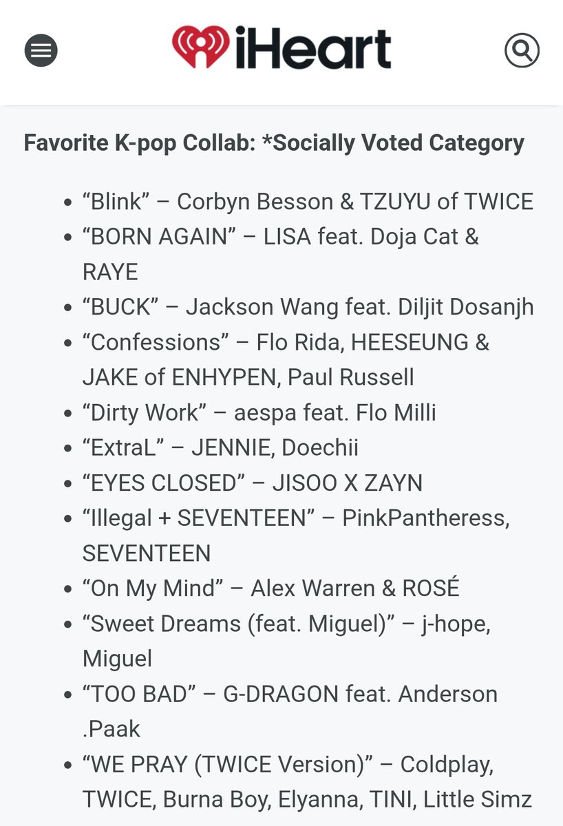 ENHYPENVT's tweet image. [🏆] 2026 iHeartRadio Music Awards

#ENHYPEN is nominated in 2 categories:
• K-Pop Group of the Year
• Favorite K-Pop Collab

🗳️ Voting countries only:
United States
Canada
Australia
New Zealand
Mexico

Vote here: iheart.com/music-awards

@ENHYPEN @ENHYPEN_members