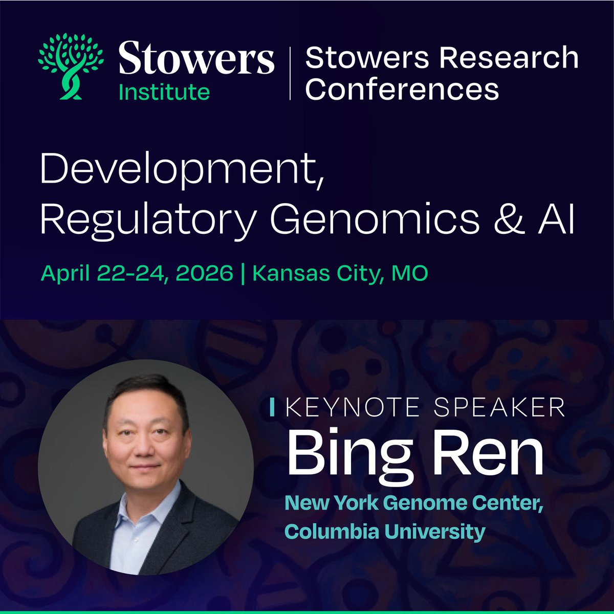 We’re pleased to announce Bing Ren (<a href="/nygenome/">NY Genome Center</a>, <a href="/Columbia/">Columbia University</a>) as the keynote speaker for #SRCKC26! Ren's groundbreaking work in #epigenomics and gene regulation continues to transform our understanding of #genome function. 

Don’t miss his keynote in #KansasCity. Meeting organized by