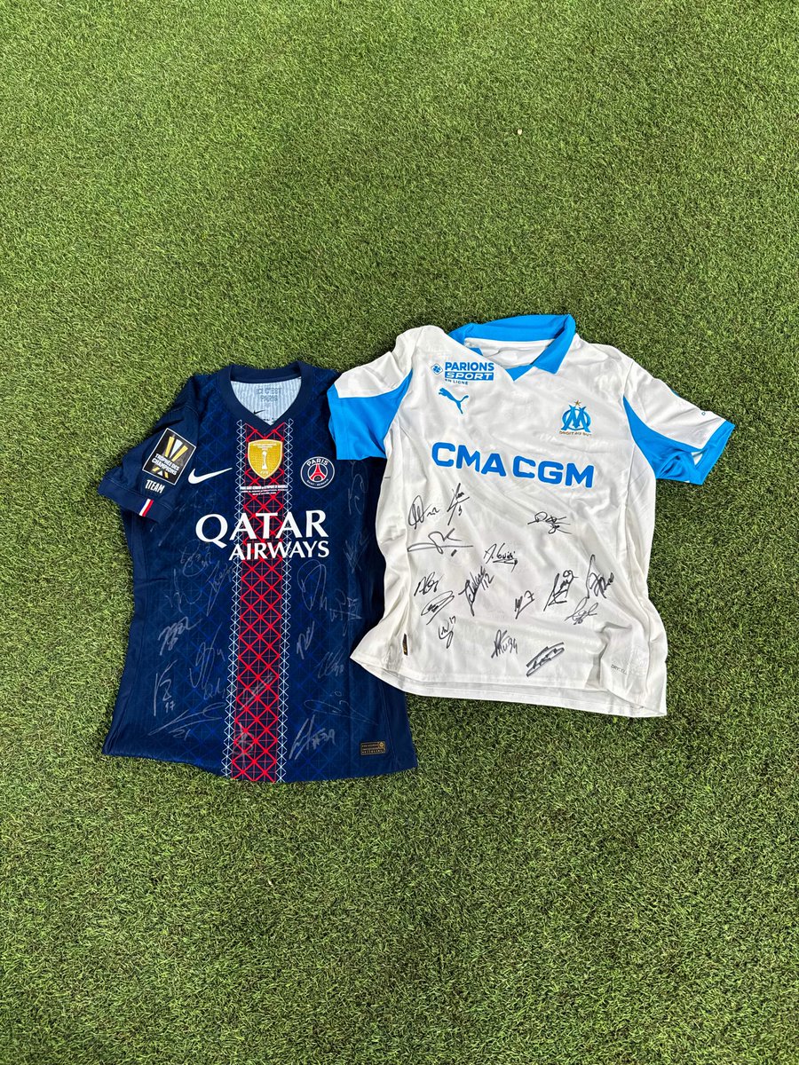 Ligue1's tweet image. 🚨 JEU CONCOURS 

Gagnez un maillot dédicacé du PSG ou de l’OM 🤩

➡️ RT ce post 
➡️ Commente avec ton club de 🫶 et ton prono pour ce #TropheeDesChampions 

Tirage au sort demain ! 
Bonne chance 🍀