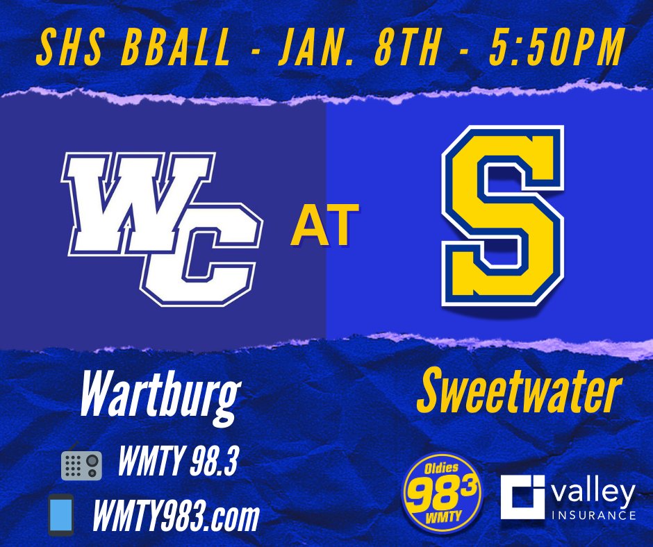 WMTY983's tweet image. Join of us for Sweetwater High School Basketball tonight on WMTY. 

Post powered by Valley Insurance
