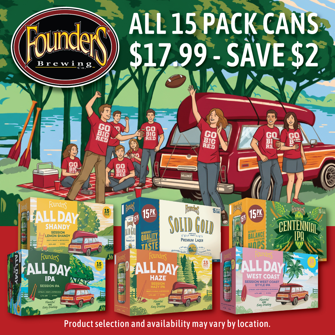 bigredliquors's tweet image. 🍻 Founders 15-Packs Are In!
All 15-pack cans just $17.99 — save $2.
Great flavor, easygoing styles, perfect for any occasion.

Available in store. Selection may vary.
Must be 21+. Drink responsibly.

#FoundersBrewing #BeerDeals #InStoreOnly #DrinkResponsibly #BigRedLiquors