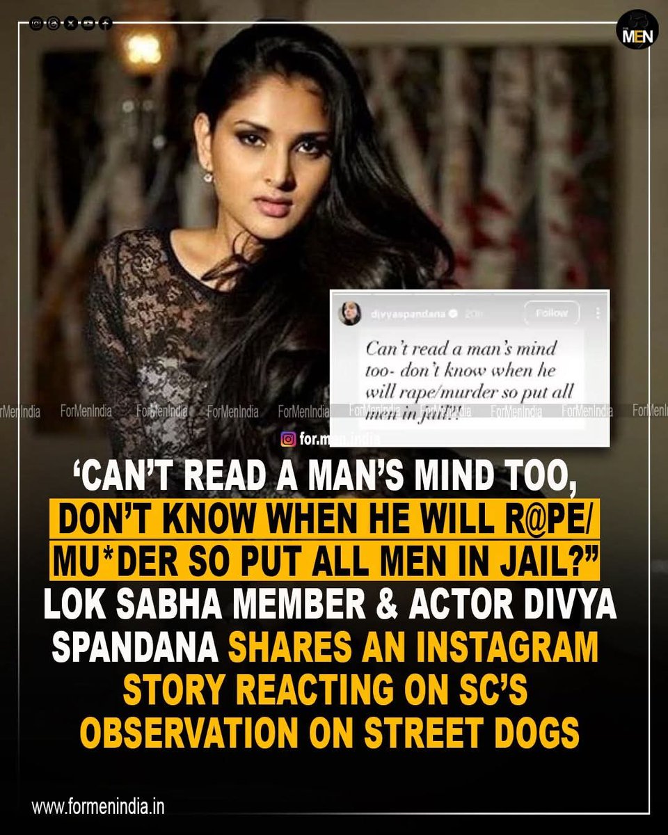 Nvijaykrishna's tweet photo. @divyaspandana While reacting to the SC's recent observation on stray dogs, you made derogatory remarks against men. "....Don't know when he will rape/murder,so put all men in jail ???" Humans who enjoy  Freedom, have sixth sense, too to think rationally. What sort of freedom is this  ??? https://t.co/togAUmr2XL