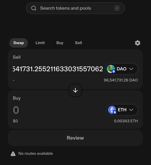 I bought $20 of $DAO on @zora Hi @DaoChemist, I tried selling it
