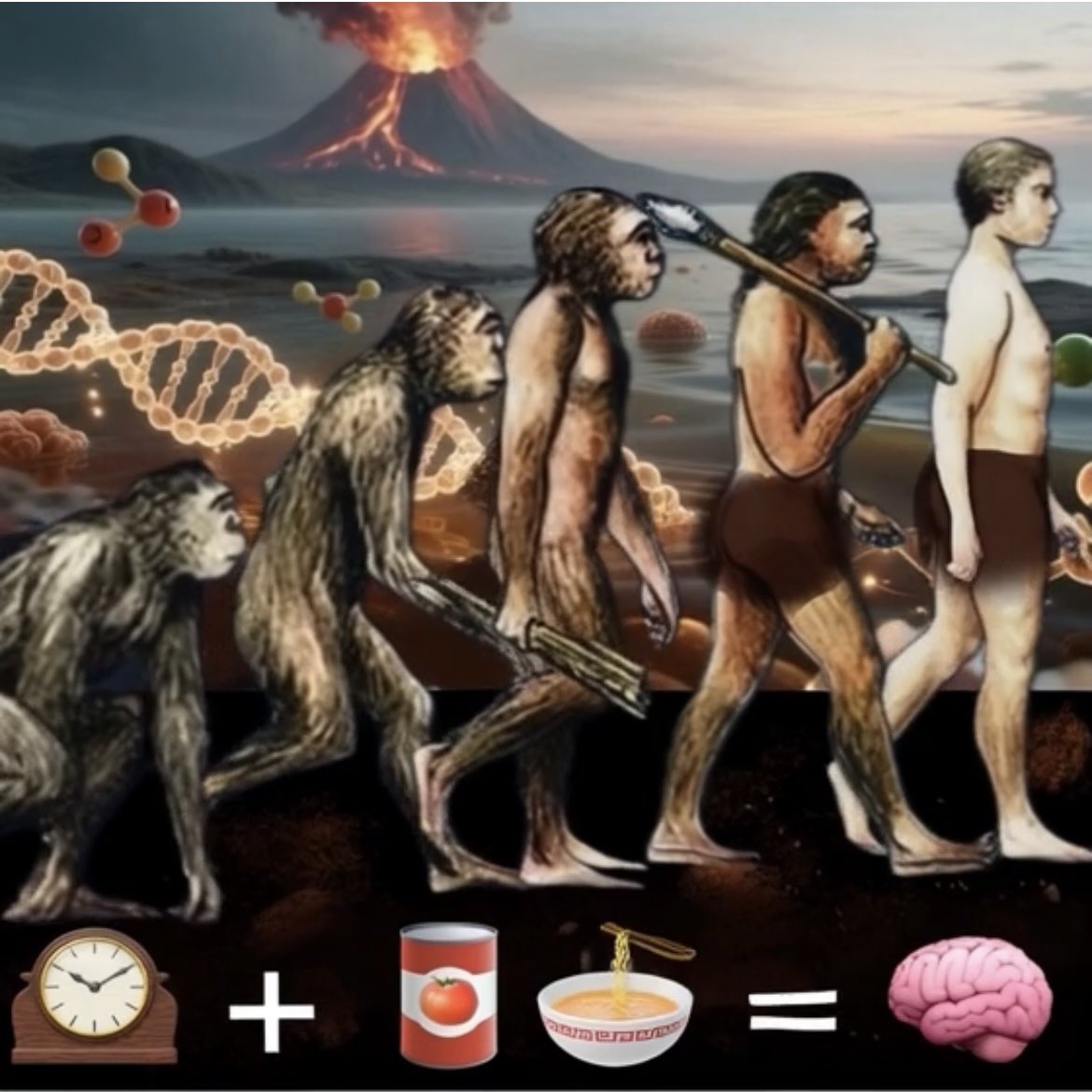 Once upon a time, the primordial soup came alive and copulated with the other one that rose from the soup.  
Or it’s engineered.🤔