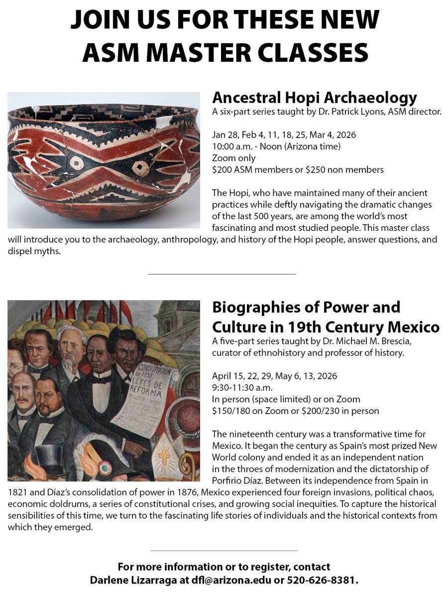 ASM Master Classes offer deep dives into areas of active research by ASM faculty. Join us to learn something new or broaden your understanding.
statemuseum.arizona.edu/events/ancestr…