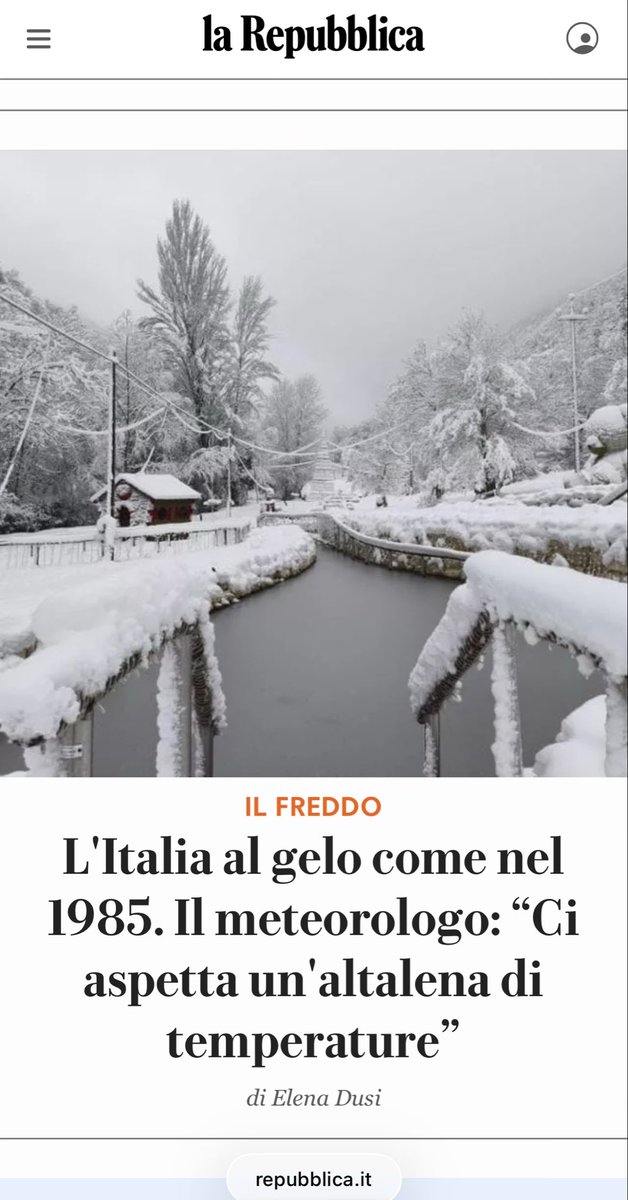 xnitius's tweet photo. “Come nel 1985”… 🤔
@repubblica a quando altre cazzate come questa❓😂
#gelo #nevicate https://t.co/eRqfqCgEnL