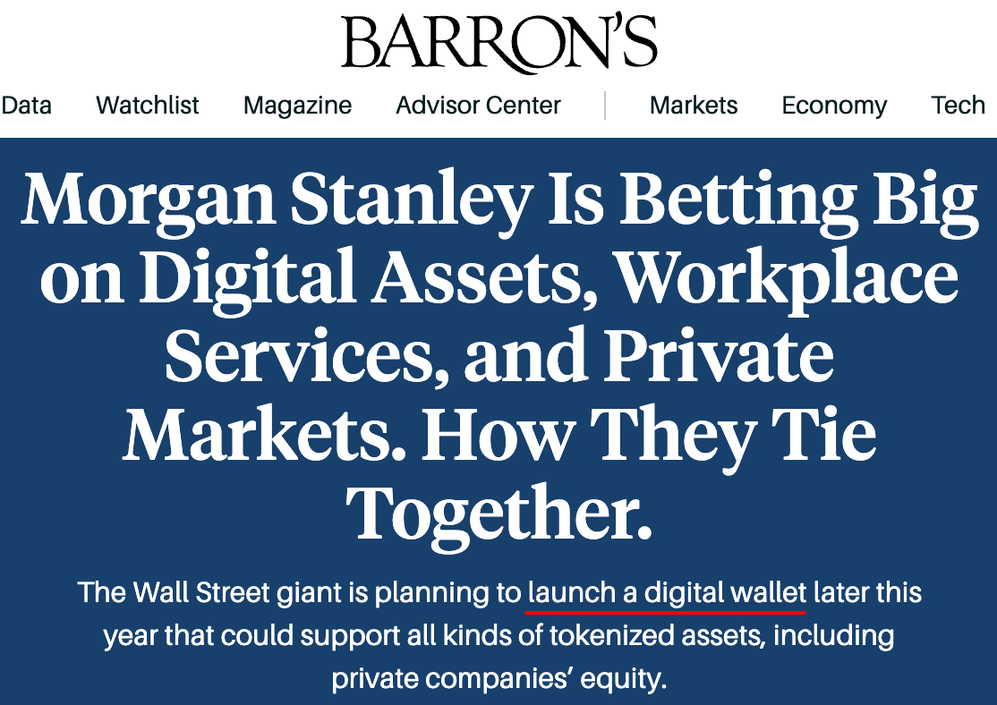 blocktrainer's tweet image. Die Großbank @MorganStanley möchte nicht nur einen Bitcoin-Spot-ETF lancieren und den Kunden den Handel mit Kryptowährungen ermöglichen, sondern auch eine Krypto-Wallet an den Start bringen. 🔥

So Jed Finn, Leiter von Morgan Stanley Wealth Management, gegenüber @barronsonline.