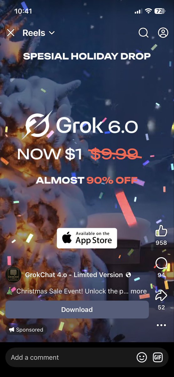 JayCulpepper7's tweet photo. I ve been seeming this add on another “legacy” social media site and I’m wondering how many people download this thinking it’s the real grok…. Seems very misleading. The logo and the name are almost copies… @elonmusk @grok https://t.co/3zhTbfMydp