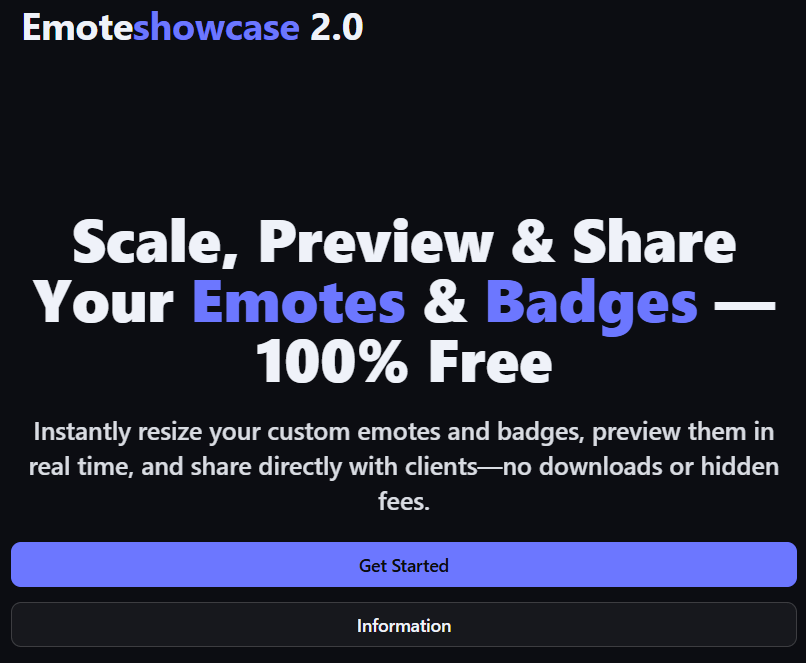 Launching version 2.0! 😃

✨ Redesigned user interface
✨ Edit asset names before processing
✨ View file size in KB

...and more!👇

emoteshowcase.com