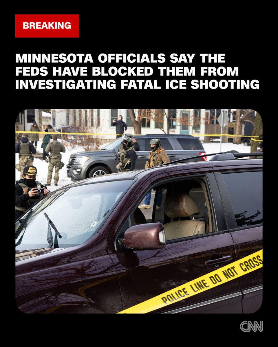cnnbrk's tweet image. Minnesota officials say the feds have blocked them from investigating fatal ICE shooting. Follow live updates. cnn.it/4qPar9z