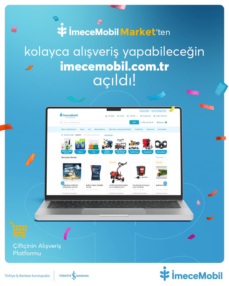İmeceMobil Market alışverişlerini artık yalnızca mobil uygulamamızdan değil web sitemizden de yapabilirsin. 

Tarım Kartlarına özel faizsiz dönem avantajı ve 6 aya kadar vade imkanıyla alışverişe hemen başlamak için tıkla: imecemobil.com.tr