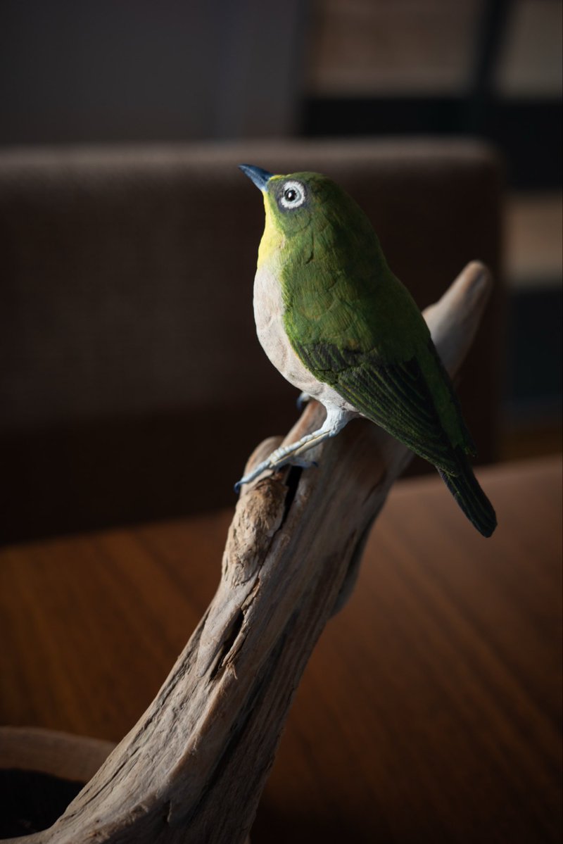 移住してからはじめた趣味、バードカービング。 一作目のメジロが完成