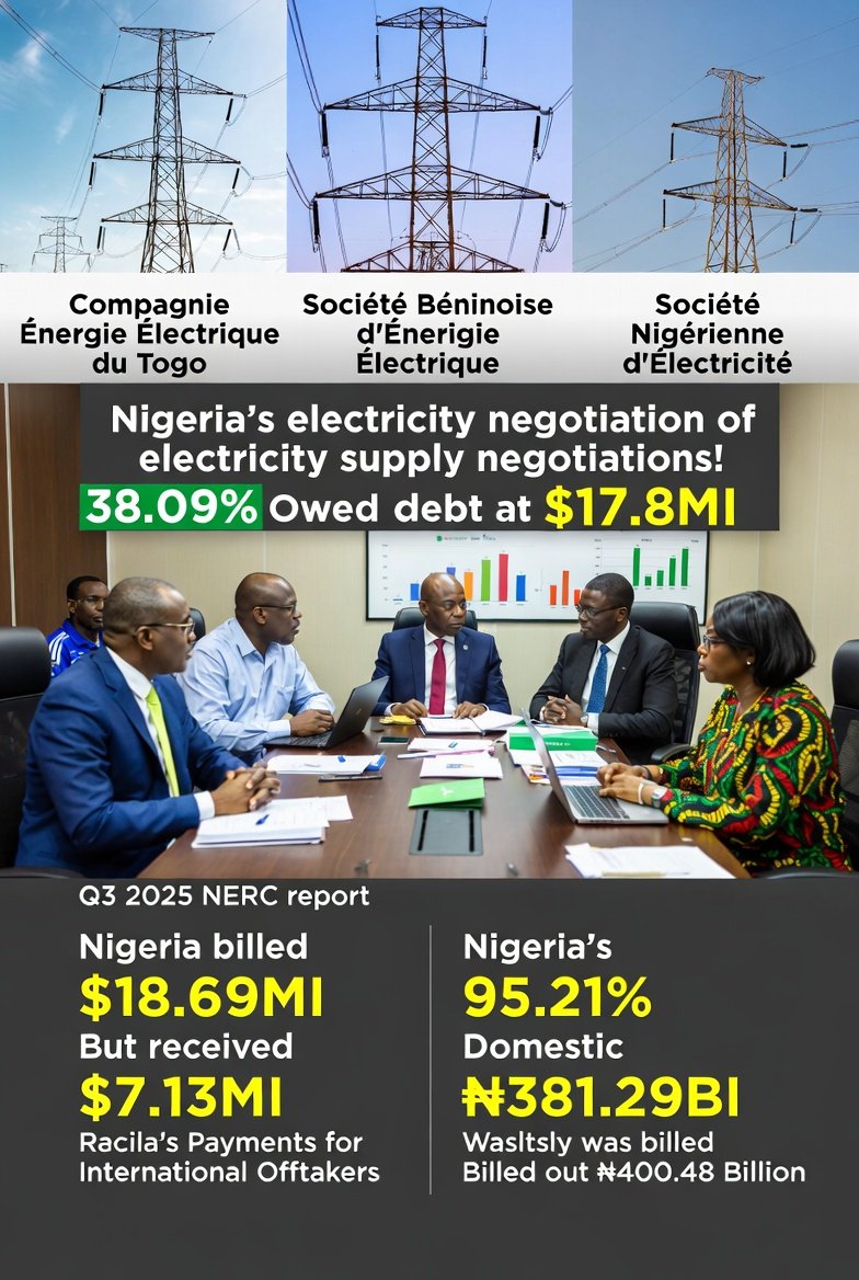 teslinkmedia's tweet photo. TOGO, NIĞER &amp; BEÑIN OWE NIGERIA ₦25BN+ FOR POWER SUPPLY

Nigeria is owed $17.8 million (₦25.36 billion) by Togo, Niger, and Benin for electricity supplied under bilateral power agreements. https://t.co/GrwsIg5gH3