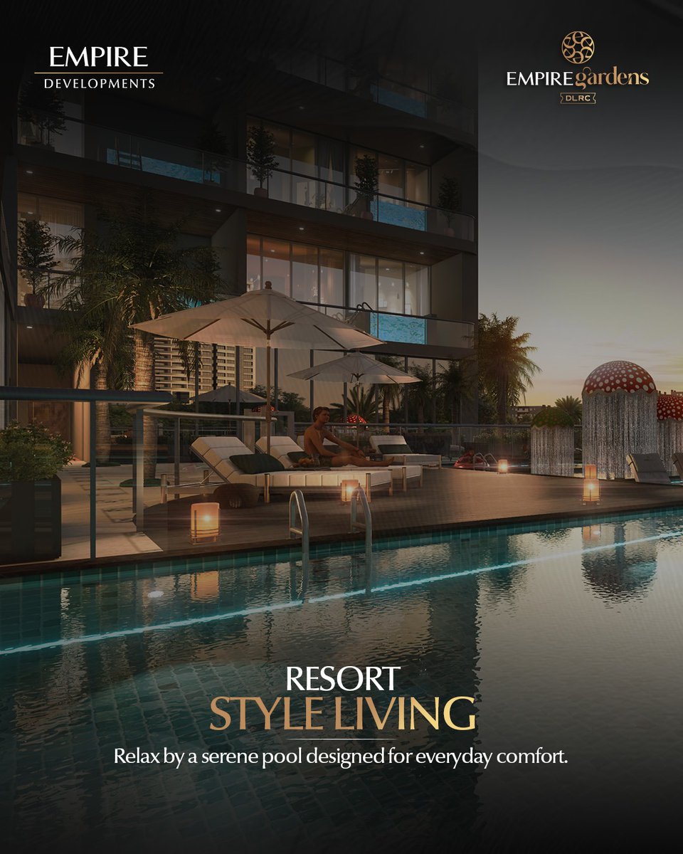 EMPDevelopments's tweet image. Escape to Your Peaceful Retreat 

Discover Empire Gardens in DLRC, where modern architecture meets resort-style living, presented by Empire Developments.

Swipe to see serene pools, stylish spaces, and your future home. 👉

#EmpireDevelopments #EmpireGardens #DLRC
