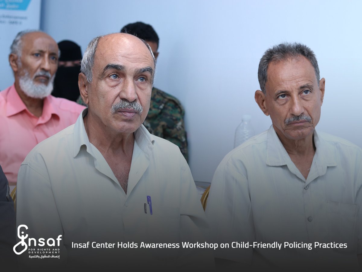 Insafyemen's tweet photo. From the awareness workshop organized by Ensaf Center for Rights and Development on child-friendly policing practices, targeting 50 officers and personnel from police departments in the directorates of #Aden Governorate, including the Juvenile Police.

This was conducted within the project “Supporting Awareness and Facilitating the Enforcement of Children’s Rights in the #Yemeni #conflict”, with support from the DT Institute.

#Child_Protection
#Human_Rights
#International_Humanitarian_Law
#Waiy
#Yemen