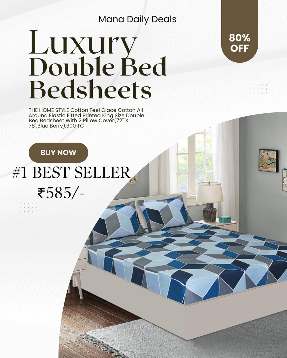 manadailydeals's tweet image. 🛏️ King Size Bedsheet + 2 Pillow Covers @ ₹585!
❌ MRP: ₹2,999
🔥 80% OFF – Limited Time Deal
⭐ 3.8 Rating | 11K+ Reviews
🏆 #1 Best Seller in Fitted Bedsheets
✔ 300 TC
✔ Elastic Fitted
✔ Size: 72" x 78"
LINK:amzn.to/4pukEao
#DealsTodayIndia
