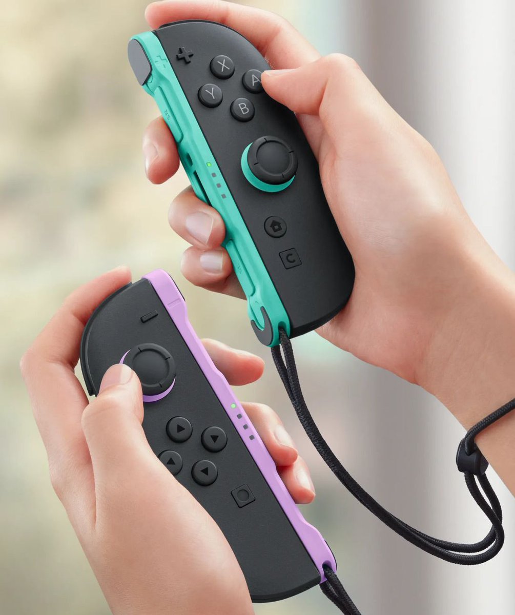 nintenleaks's tweet image. Nuevos Joy-Con oficiales para Nintendo Switch 2 de color morado claro y verde claro, se pondrán a la venta el 12 de febrero.