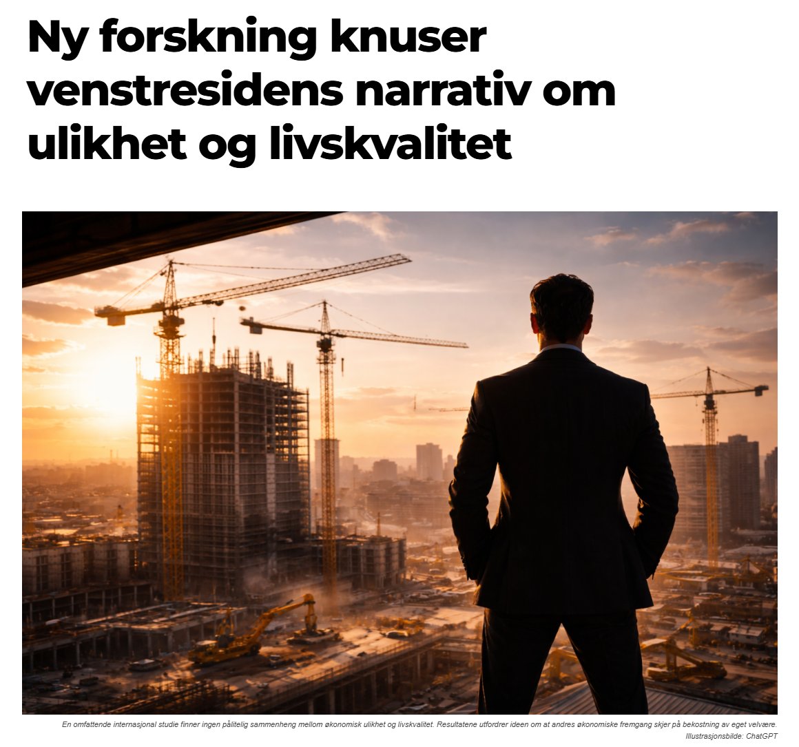 benjabrin's tweet image. Verdens største meta-analyse finner ingen pålitelig sammenheng mellom økonomisk ulikhet og verken livskvalitet eller psykisk helse.

Studien, som er tidenes største av sitt slag med hele 11 millioner respodenter (publisert i Nature), konkluderer tydelig: Personer som bor i…