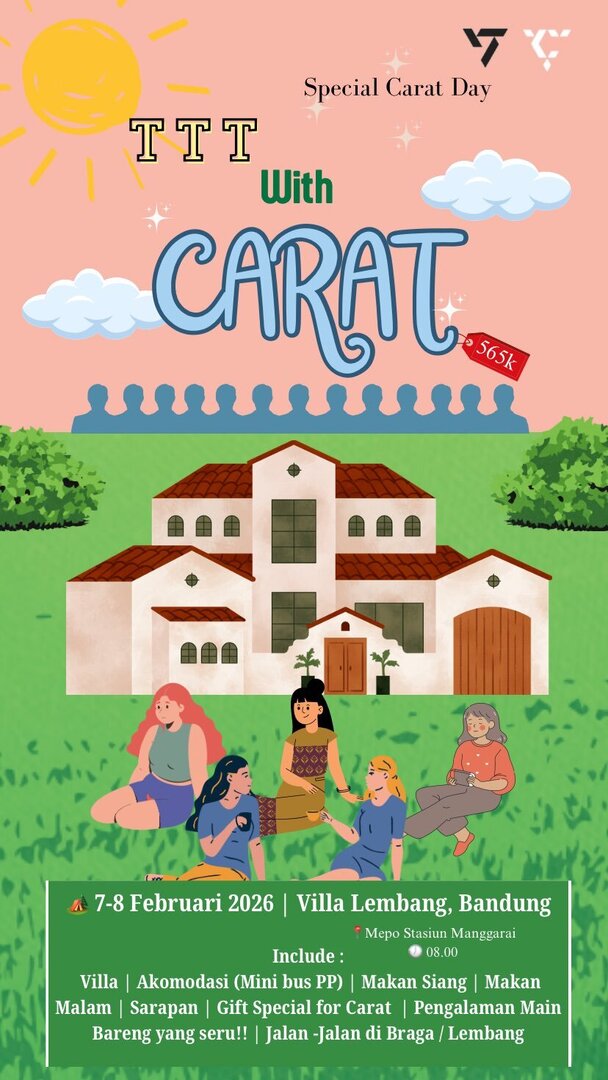 [17s] Hallo CARAT’s….

💎TTT with CARAT💎
🥳SPECIAL Carat Day, Go to Bandung 🥳 // <a href="/caratdarling_17/">Going Carat🚀🏕️</a> 

📍 Loc : Villa Lembang, Bandung
🔖 Hari/Tgl: Sabtu-Minggu, 07-08 Februari 2026

Cp : Fitri : 085179707527

Link Join ⬇️⬇️⬇️
forms.gle/VyukprwahL1w4B…