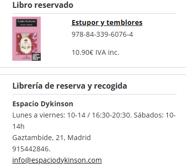 primera compra del año para seguir descubriendo a Amélie Nothomb

donde siempre últimamente: en Espacio Dykinson💘