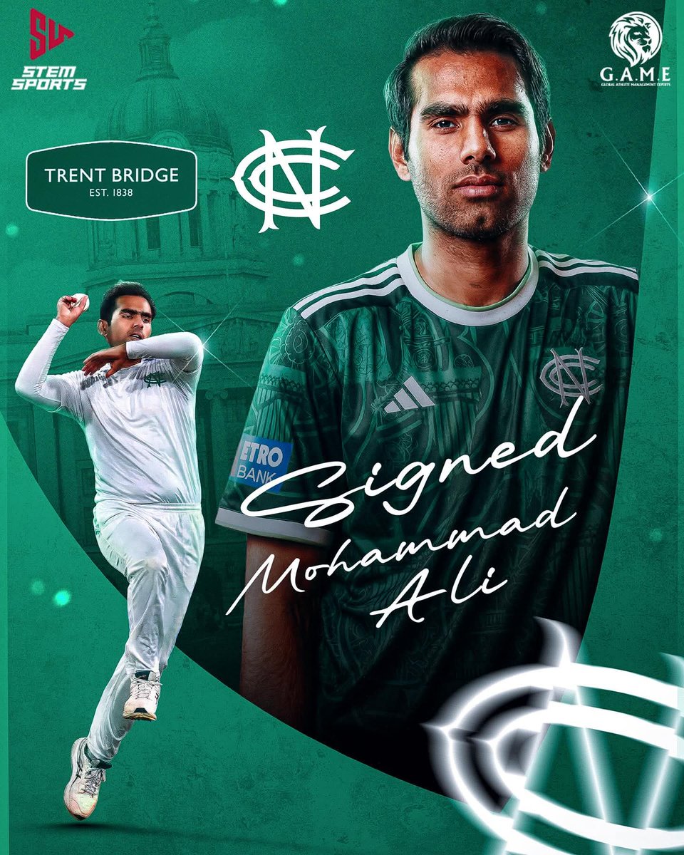 GameSportsMgmt's tweet photo. DEAL🔏 | Mohammed Ali

We’re excited to share that Mohammed Ali has been signed by Nottinghamshire CCC !

#IamGAME #MohammedAli #NottsCC #OneTeamOneDream #StemSports https://t.co/JCvBopxjYk