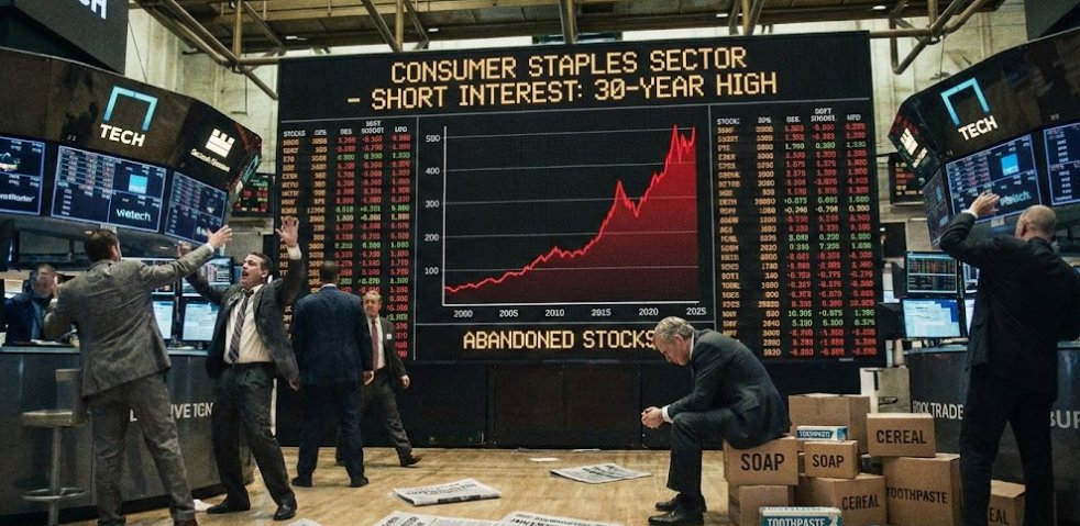 Que las posiciones bajistas en Consumo Básico estén en un máximo de 30 años es una señal de capitulación extrema. 

El mercado ha decidido colectivamente que este sector es el peor lugar para estar ahora mismo.

Los extremos históricos suelen ser puntos de inflexión.