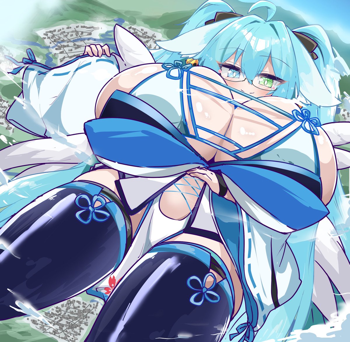 Skebで描かせていただいた、巨大なよその子ちゃん 