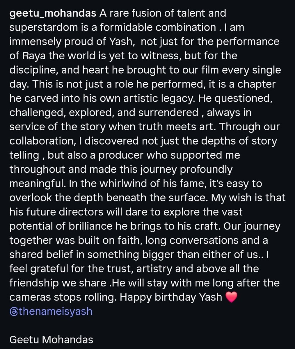 YashTrends's tweet photo. Captain Geethu Mohandas about @TheNameIsYash Boss ❤️

Those words 🔥

#HBDRockingStarYASH 
#ToxicTheMovie #YashBOSS https://t.co/BMatvBeEzw